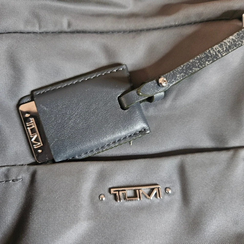 Tumi Voyageur Grey Nylon Laptop Backpack Silver Hardware Travel Bag